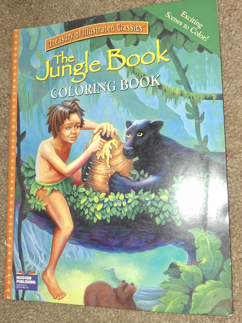 The Jungle Book Coloring Book - Illustrated Cover, Blue & Green Artwork